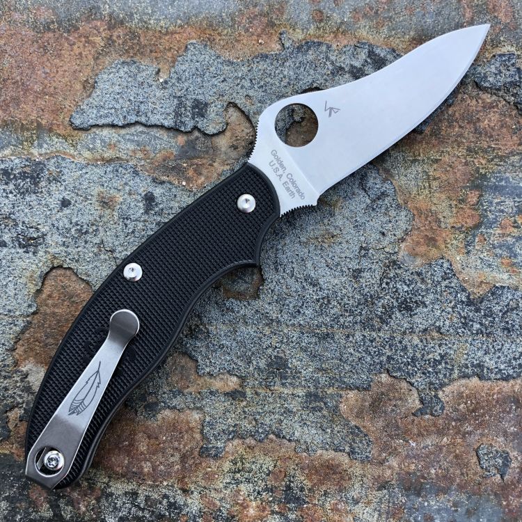 Spyderco UK Penknife Black FRN CTS-BD1 Drop Point Blade Deep Carry Titanium Clip